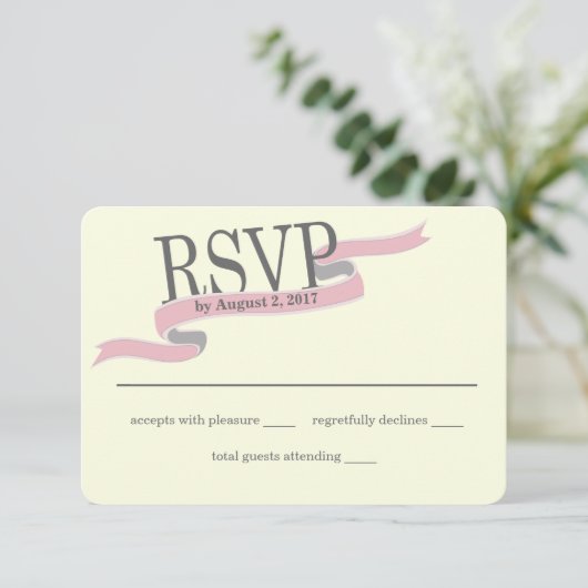 Ribbon Banner Response Kaart Roze (Staand voorkant)