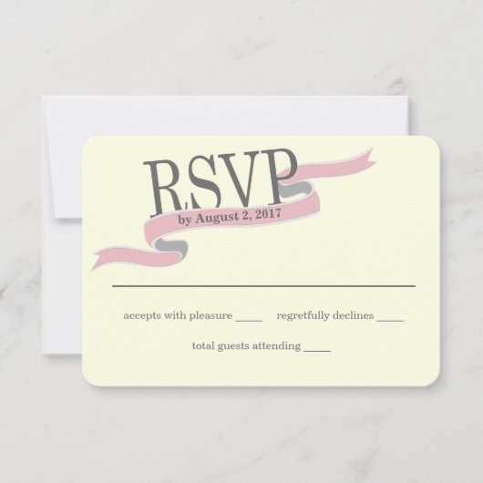 Ribbon Banner Response Kaart Roze (Voorkant)