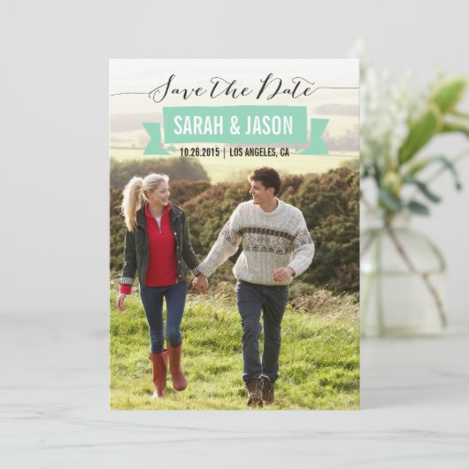 RIBBON BEWAREN DATUM FOTO KAARTEN - MINT (Staand voorkant)