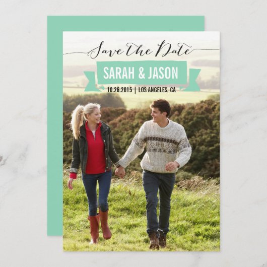 RIBBON BEWAREN DATUM FOTO KAARTEN - MINT (Voorkant / Achterkant)