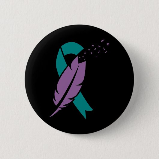 Ribbon Birds Feather Suicide Awareness Mental Heal Ronde Button 5,7 Cm (Voorkant)