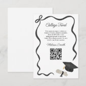 Ribbon Black Bow Graduation college fund Informatiekaartje (Voorkant / Achterkant)