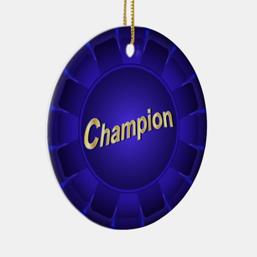 Ribbon Blue Champion voor aanpassing Keramisch Ornament (Rechts)