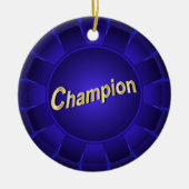 Ribbon Blue Champion voor aanpassing Keramisch Ornament (Voorkant)