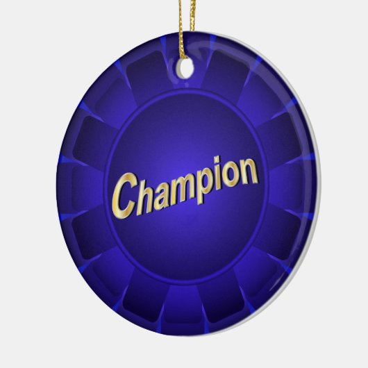 Ribbon Blue Champion voor aanpassing Keramisch Ornament (Links)