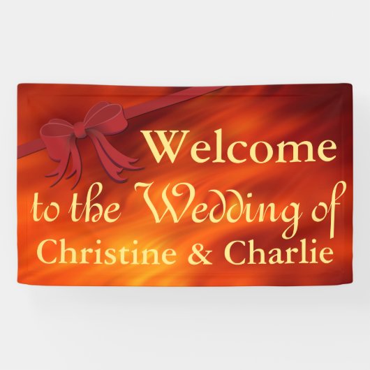 Ribbon Border red + je rug. en ideeën Spandoek (Horizontaal)