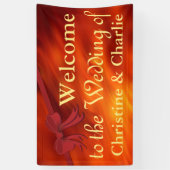 Ribbon Border red + je rug. en ideeën Spandoek (Verticaal)