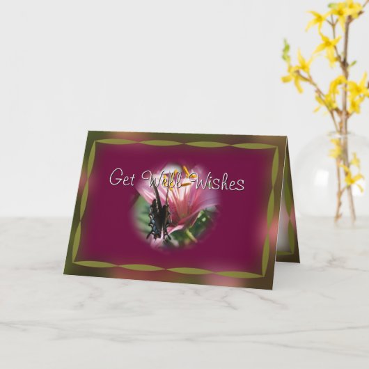 Ribbon Bordered Butterfly - elke gelegenheid aanpa Kaart (Gele Bloem)