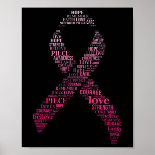 Ribbon Borstkanker Bewustzijn Montage Mannen Vrouw Poster