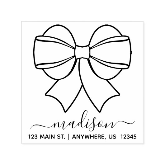 Ribbon Bow Adres Self Inking Stamp Zelfinktende Stempel (Design)