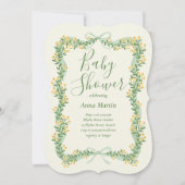 Ribbon Bow and Greenery Baby Shower Invitation Kaart (Voorkant)