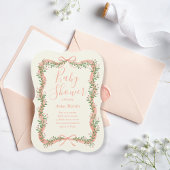 Ribbon Bow and Greenery Baby Shower Invitation Kaart