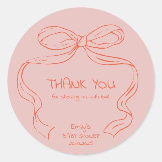 Ribbon Bow - Baby showers Stickers (Voorkant)