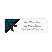 Ribbon Bow Black en Blue Damask Etiket (Voorkant)