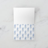 Ribbon Bow Blue Delphinium Iets Blauw Huwelijk Bedankkaart (Binnen)