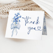 Ribbon Bow Blue Delphinium Iets Blauw Huwelijk Bedankkaart