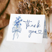 Ribbon Bow Blue Delphinium Iets Blauw Huwelijk Bedankkaart
