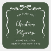 Ribbon Bow Christmas Product Jar Label Groen Wit (Voorkant)