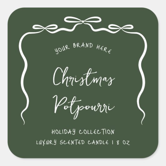 Ribbon Bow Christmas Product Jar Label Groen Wit (Voorkant)