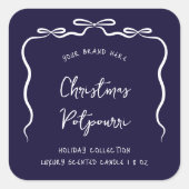 Ribbon Bow Christmas Product Jar Label Navy Blue (Voorkant)
