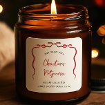 Ribbon Bow Christmas Product Jar Label Whimsical<br><div class="desc">Creëer unieke vakantie product stickers met deze Elegant Hand getrokken Bows Christmas Product Label Design. Met grillige rode lintboog illustratie, minimale lay-out, handgeschreven lettertypen in seizoensgebonden rood en groene kleuren. Deze vakantie product labels kunnen worden gebruikt voor kaarsen, diffusers, zeep en meer! Verhoog uw kerstverpakkingsontwerp met deze moderne vierkante productlabels....</div>