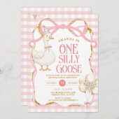 Ribbon Bow Een Gekke Gans 1e Verjaardag Kaart (Voorkant / Achterkant)