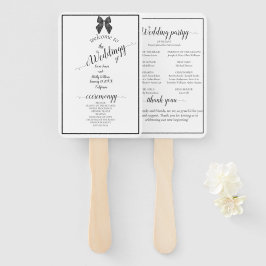 Ribbon Bow Klassieke Zwart & Wit Huwelijk Handwaaier