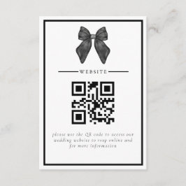Ribbon Bow Klassieke Zwart & Wit Huwelijk Informatiekaartje