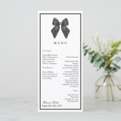 Ribbon Bow Klassieke Zwart & Wit Huwelijk Menu (Staand voorkant)