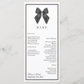 Ribbon Bow Klassieke Zwart & Wit Huwelijk Menu (Voorkant)