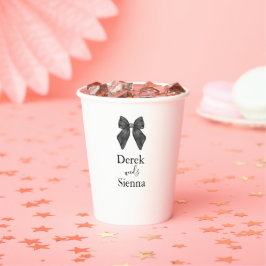 Ribbon Bow Klassieke Zwart & Wit Huwelijk Papieren Bekers