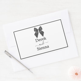 Ribbon Bow Klassieke Zwart & Wit Huwelijk Rechthoekige Sticker