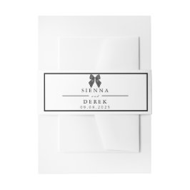Ribbon Bow Klassieke Zwart & Wit Huwelijk Uitnodigingen Wikkel
