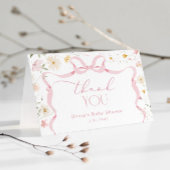 Ribbon Bow lijst Bloemen Baby shower Dank u Bedankkaart