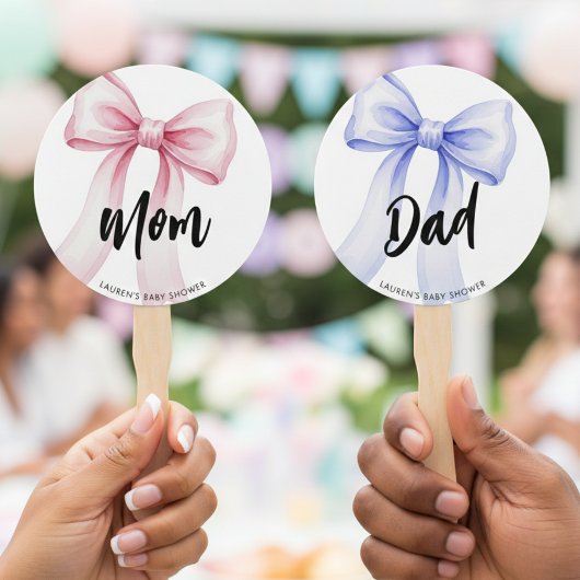 Ribbon Bow Mom Dad Baby Shower Guess Who Game Handwaaier