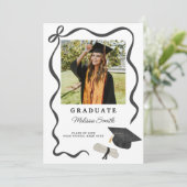 Ribbon Bow Photo Graduation Aankondiging (Staand voorkant)