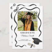 Ribbon Bow Photo Graduation Aankondiging (Voorkant / Achterkant)
