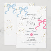 Ribbon Bow Roze & Blauw Geslacht Onthullen Gouden  Kaart (Voorkant / Achterkant)