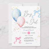 Ribbon Bow Roze & Blauw Geslacht Reveal Ballon Kaart (Voorkant)
