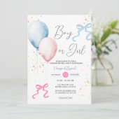 Ribbon Bow Roze & Blauw Geslacht Reveal Ballon Kaart (Staand voorkant)