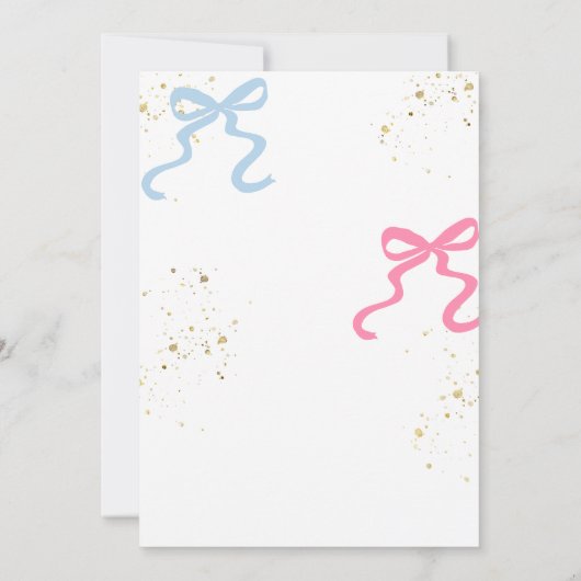 Ribbon Bow Roze & Blauw Geslacht Reveal Ballon Kaart (Achterkant)