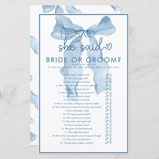 Ribbon Bow Vrijgezellenfeest Game (Voorkant / Achterkant)