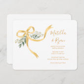 Ribbon Bow Wedding Invitation Kaart (Voorkant / Achterkant)