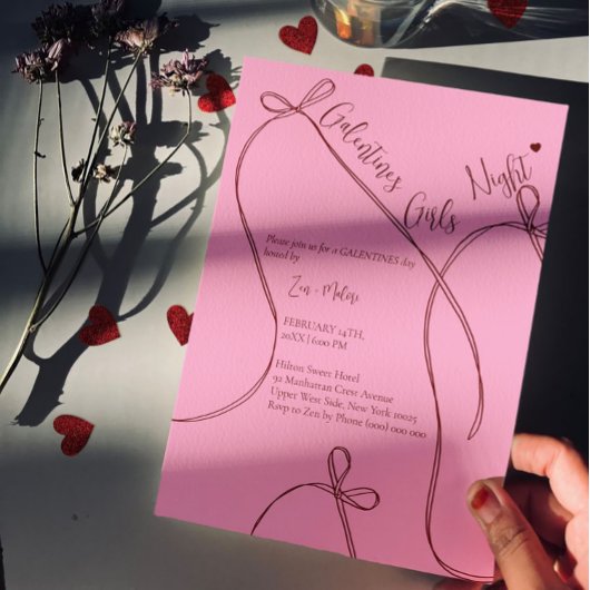 Ribbon Bows – Modern Galentine's girls night Kaart