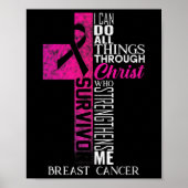 Ribbon Breast Cancer Survivor Christelijk Cross Poster (Voorkant)