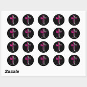 Ribbon Breast Cancer Survivor Christelijk Cross Ronde Sticker (Vel)