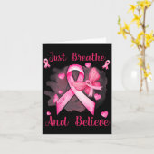 Ribbon Butterfly Ademen En Geloof Borstkanker Kaart (Gele Bloem)