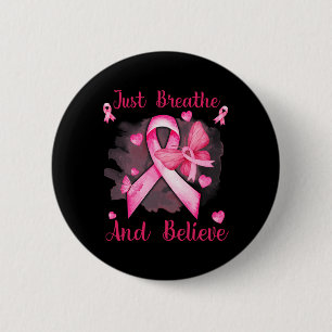 Ribbon Butterfly Ademen En Geloof Borstkanker Ronde Button 5,7 Cm