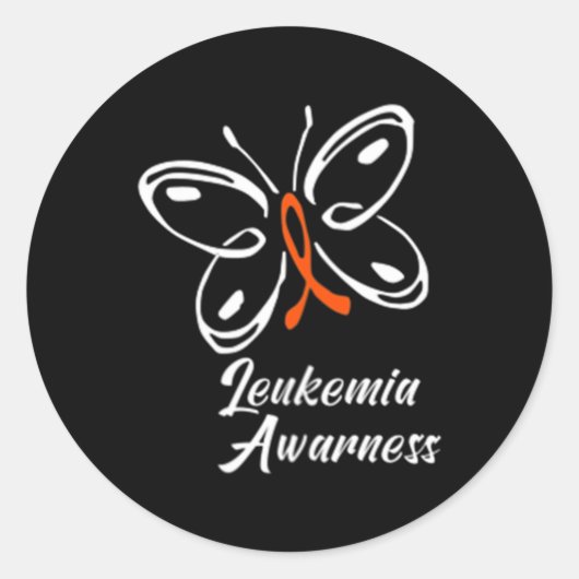 Ribbon Butterfly Aml Leukemia Awareness 88 Ronde Sticker (Voorkant)