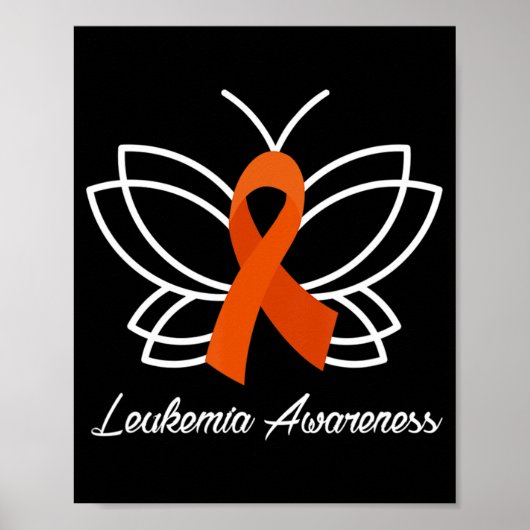 Ribbon Butterfly Aml Leukemie Bewustheid Poster (Voorkant)